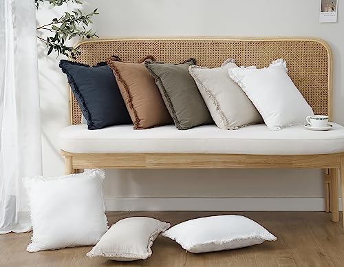 Decorative Linen Fringe Throw Pillow Covers 26×26 Inch (2 Count)