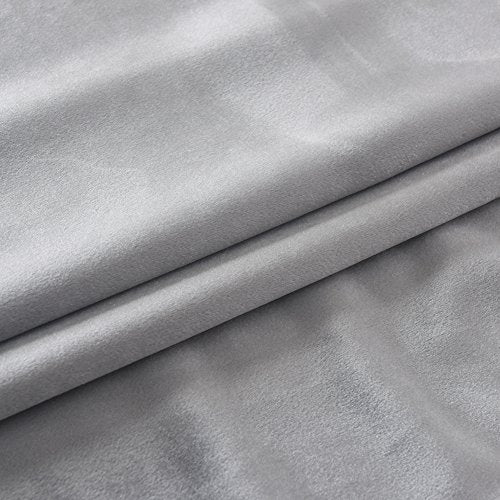 Super Soft Luxury Velvet Texture Curtains Smoky Silver Gray Classic Blackout Curtains Panels Home Theater Grommet Drapes Eyelet 52Wx72L inch Light Grey