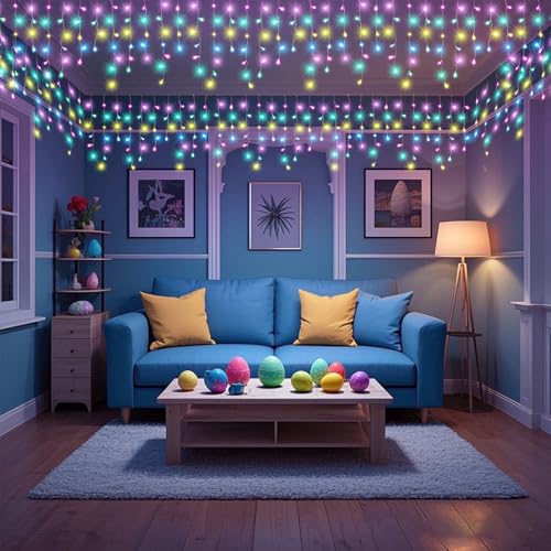 66ft 640 LED Pastel Multicolor Christmas Lights Outdoor Icicle Lights for Outside