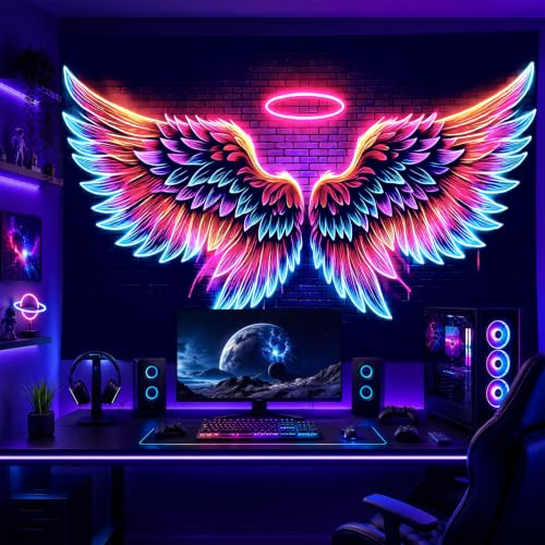 Blacklight Tapestry Angel Wings Neon Decor 59 x 78 Inch
