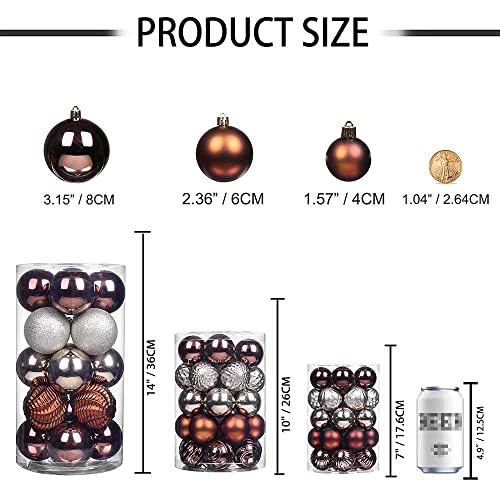 24ct Brown Christmas Ball Ornaments for Tree Decorations (24 Count)