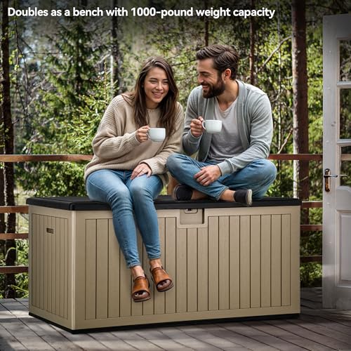 260 Gallon Large Deck Box with Divider & Side Handles
