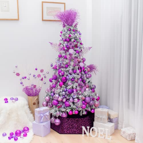 24ct Purple Christmas Ball Ornaments for Tree Decorations (24 Count)
