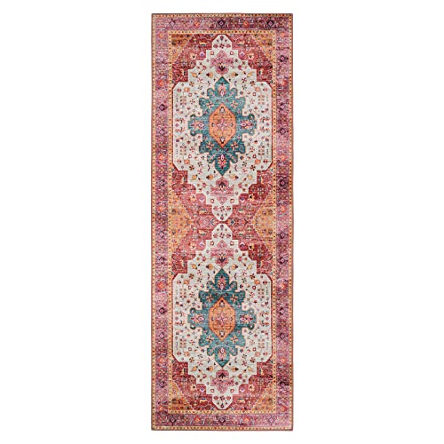 Ultra Thin Washable Pink Runner Rug