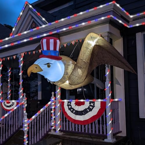 4th of July Decorations Red White and Blue Lights (66 Foot)