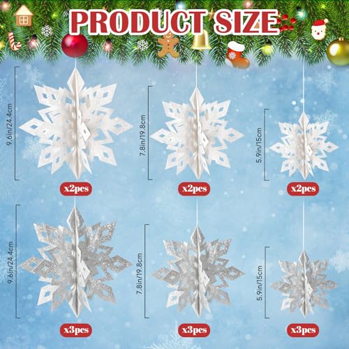 Christmas Hanging Snowflakes Decorations (15 Count)