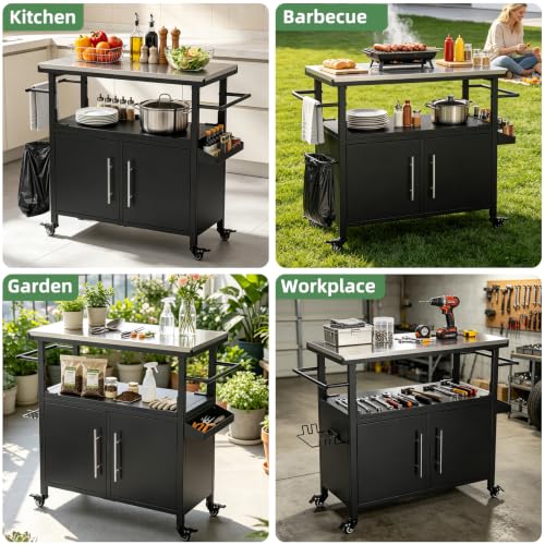 Outdoor Grill Cart with Stainless Steel Top