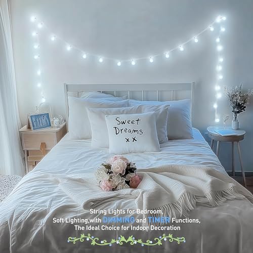 Connectable 100 LED Globe White String Lights Indoor for Bedroom
