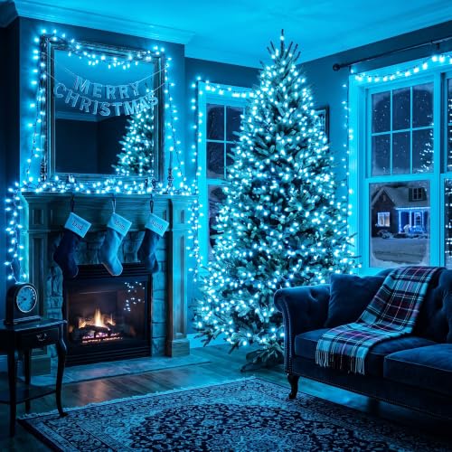 Teal Christmas Incandescent String Lights Outdoor 300 Count 69.6ft