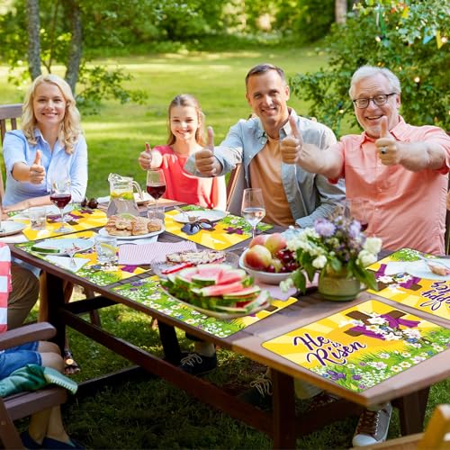 Happy Easter Placemats Set of 6 He is Risen Plastic Table Mat 17×13×0.04in (6 Count)