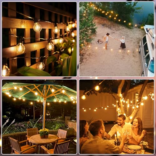 2Packs 60FT 25 Bulbs Solar String Lights Waterproof with Remote (60 Foot)