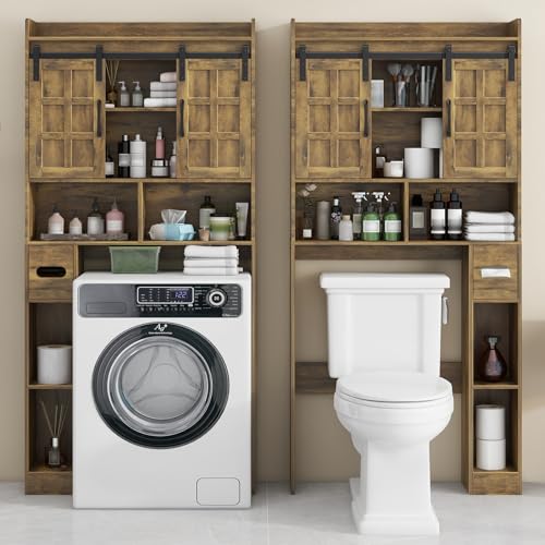 Over The Toilet Storage Cabinet with Sliding Doors