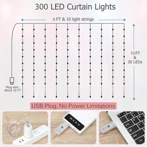 Fairy Curtain Lights 10ft x 10ft (10 Foot)