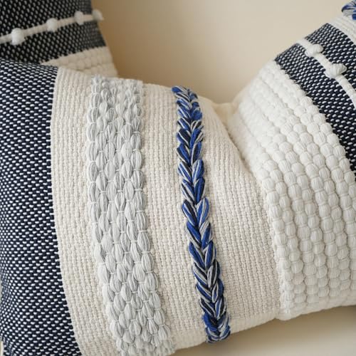Navy Dark Blue Boho Decorative Lumbar Pillow Cover 14x36