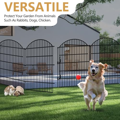 10 Panels Decorative Garden Fence with Lock (96 Sq Ft)