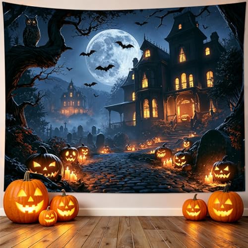 Black Spooky Halloween Tapestry for Bedroom Living Room
