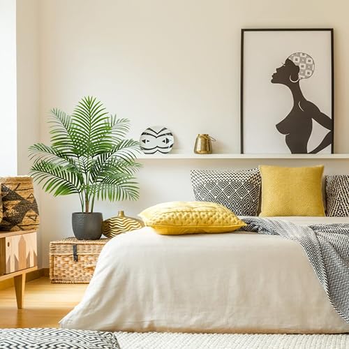 2 Pack Artificial Palm Tree Indoor Plant 3FT Tall Fake Tropical Palm Tree in Pot