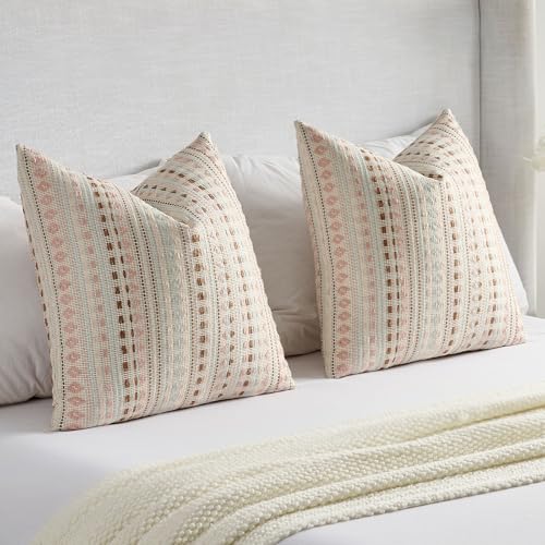 Pack of 2 Boho Throw Pillow Covers 24x24 Inch (2 Count)