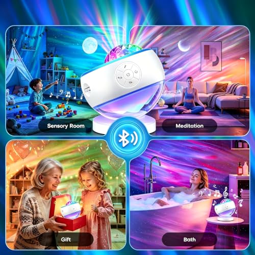 Galaxy Projector Sound Machine Aurora Night Light Projector with 30 Sounds