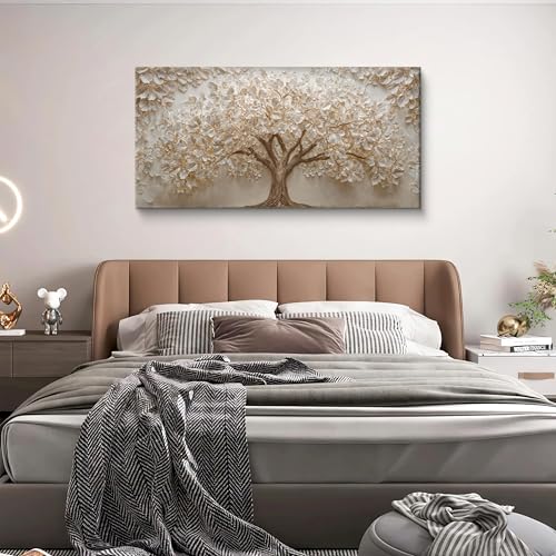White Nature Tree Of Life Canvas Wall Art Decor For Living Room Print 24*48