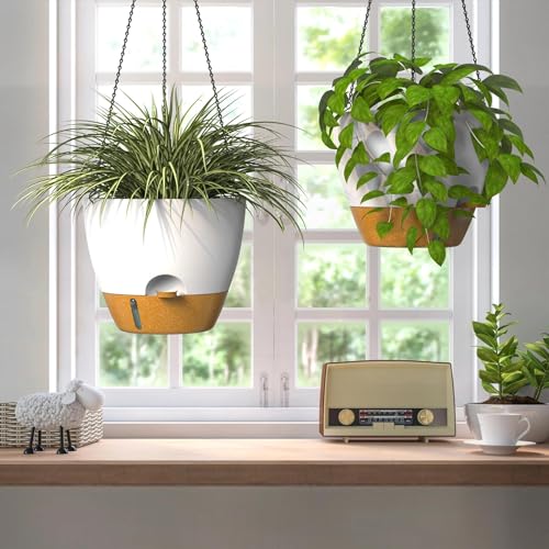 12 Inch Large Self Watering Hanging Planters for Indoor Outdoor Plants