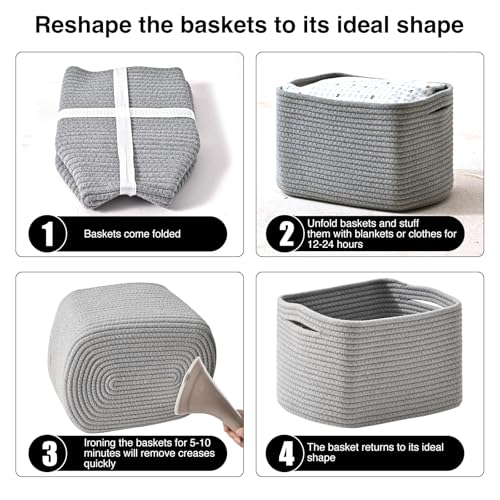 Small Storage Baskets for Shelves Organizing (4 Count)