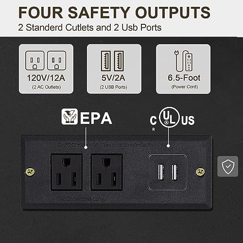 Black End Table with USB Ports and Outlets (2 Count)
