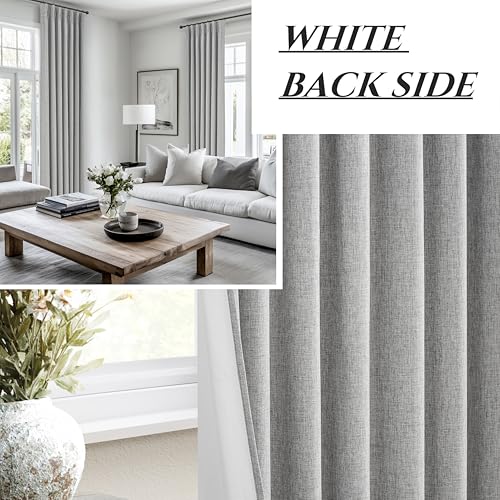 Gray 108 Inch Extra Long Curtains for Living Room 2 Panels Set