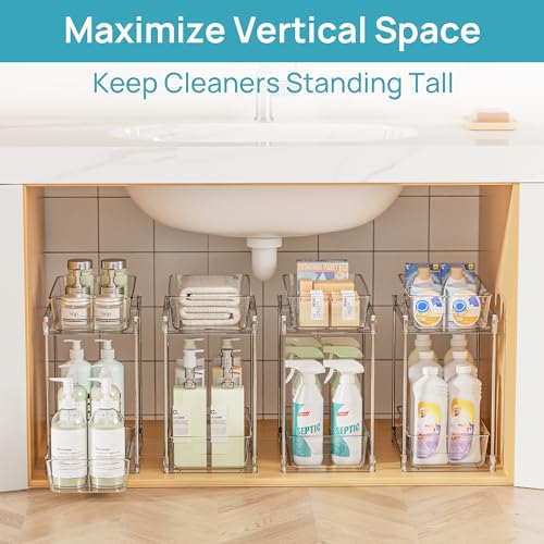 4 Pack Taller Pull Out Bathroom Under Sink Organizer (4 Count)