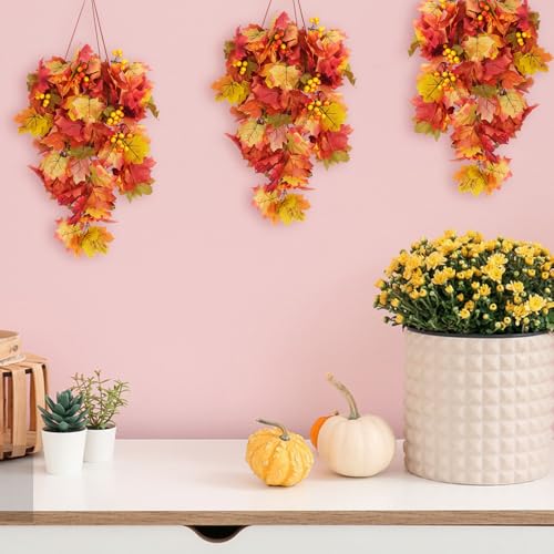 Fall Leaves Hanging Plant Artificial Fall Leaves Garland with Berry