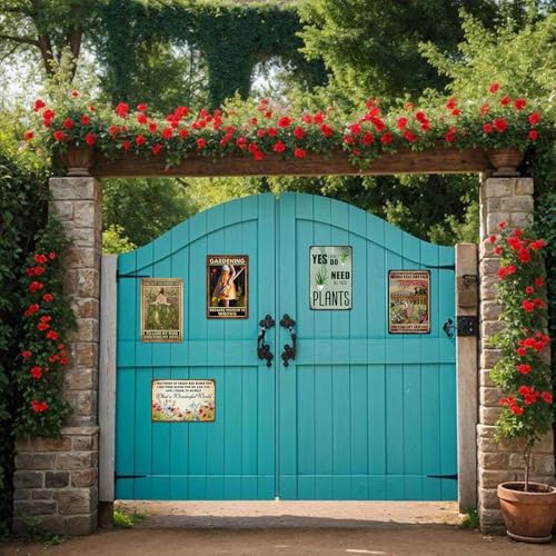 5 Pack Garden Signs Vintage Metal Tin Signs For Outside Garden Signs Decorative Outdoor Plant Lover Gifts Gardening Gift For Women Yard Sign Funny Gardening Decor 12x8 Inch (5 Count)