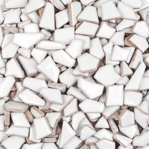 454g Irregular Shape White Ceramic Mosaic Tiles for DIY Crafts Bulk