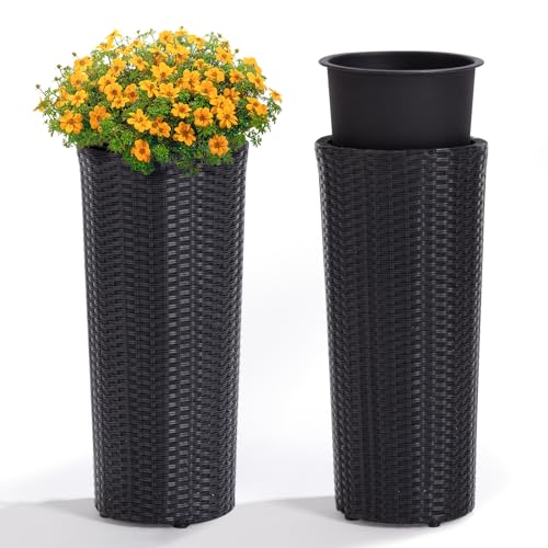 2PCS Rattan Wicker Planters for Outdoor (2 Count)