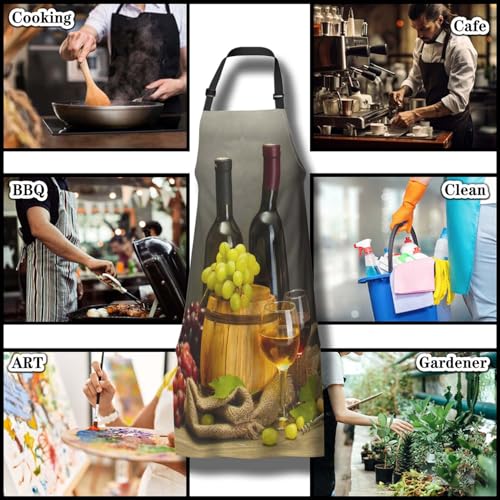 Garden Apron for Men Bottles and Glasses Pinafore Aprons for Women for Kitchen Cooking Restaurant BBQ Painting Crafting Gardening 27”