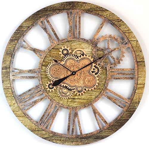 The Gears Clock 36'' Inch Real Moving Gear Wall Clock Vintage Industrial Oversized Rustic Farmhouse