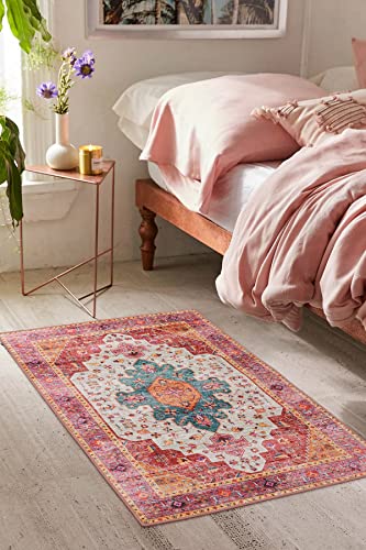Ultra Thin Washable Pink Area Rug