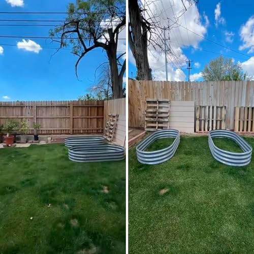 6 Pack 6x3x1FT Galvanized Raised Garden Bed Kit Oval Metal Ground Planter Box Outdoor Bottomless Planter Raised Beds for Vegetables Flowers Herbs Fruits