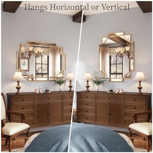 24"x36" Gold Foil Scalloped Edge Decorative Vanity Wall Mirror