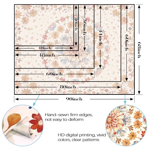 Boho Floral Mandala Tapestry Wall Hanging Watercolor Bohemian Flower Medallion Tapestry Aesthetic Beige Orange Hippie Indian Large Tapestries for Bedroom Living Room Dorm Decor 80 x 60 Inch