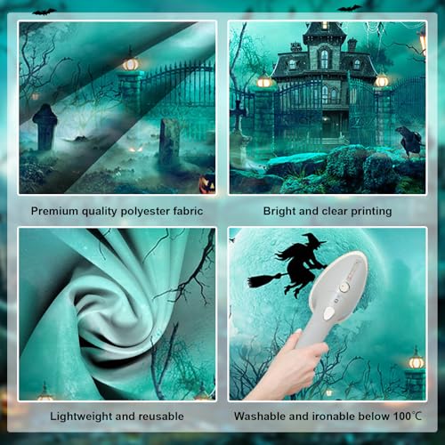 10x8ft Green Halloween Backdrop Spooky Photography Background