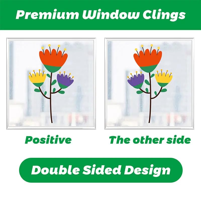 Set of 28x20 Inch Size Hello Spring Summer Window Cling Sticker Tulip (93 Count)