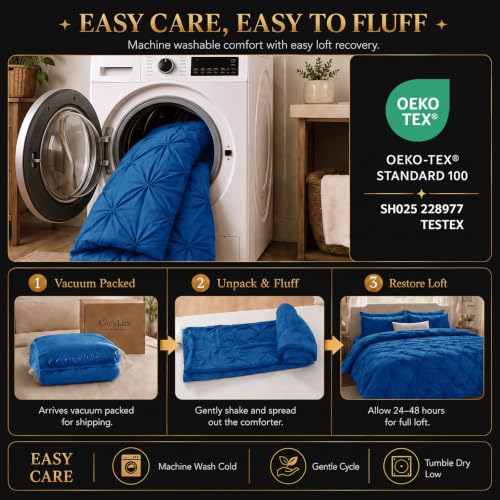Oversized Queen Comforter Set Classic Blue