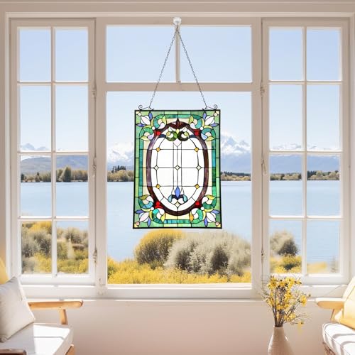 Dancing Style Stained Glass Window Hangings Panels 17" W x 22" H Fine Handicrafts Suncatcher Parents Gifts for Home Decor