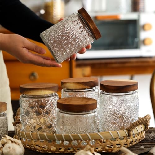 Vintage Glass Jars with Wooden Lids