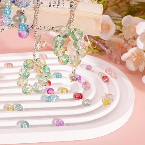 24 Colors 1200PCS Transparent Gradient Glass Beads Kit (1200 Count)