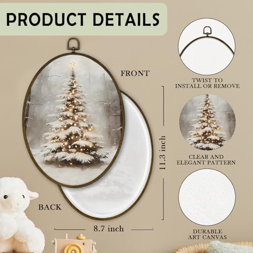 Vintage Winter Christmas Tree Wall Art Decor Framed