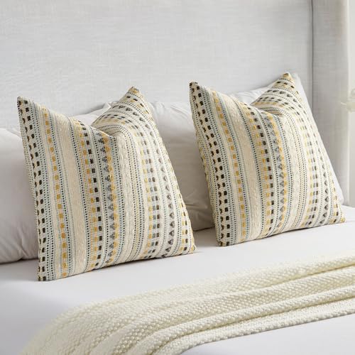 Pack of 2 Boho Throw Pillow Covers 24x24 Inch (2 Count)