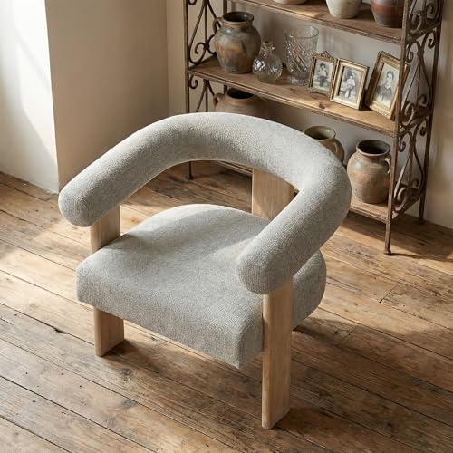 Barrel Accent Chairs Set of 2 with Armrests and Rubberwood Legs (2 Count)