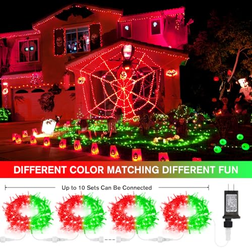 100 LED Red & Green Christmas Lights Plug in (33 Foot)