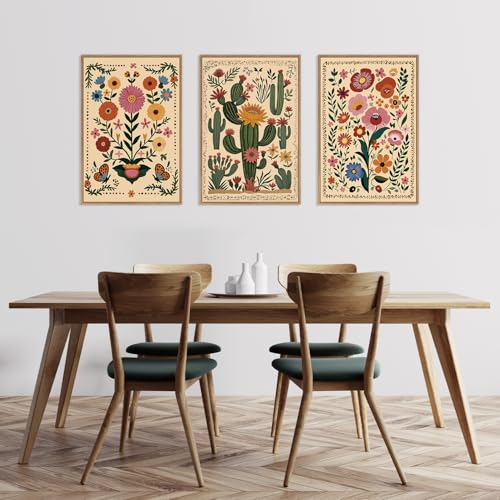 Boho Wildflower Wall Art Canvas